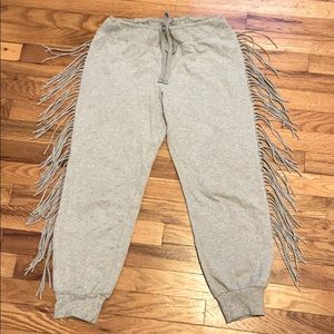 Kittenish Grey Fringe joggers NEW Never Worn